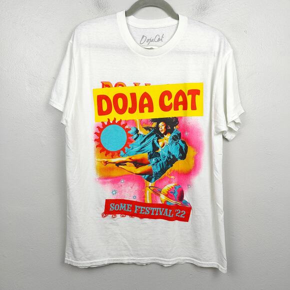 Doja Cat Coachella‎ 2022 Graphic T-Shirt Size Large White Some Festival Hip Hop - Picture 1 of 6
